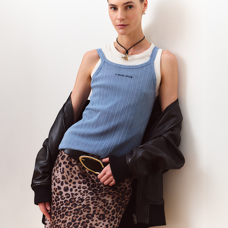Jersey-Top in Délavé-Optik